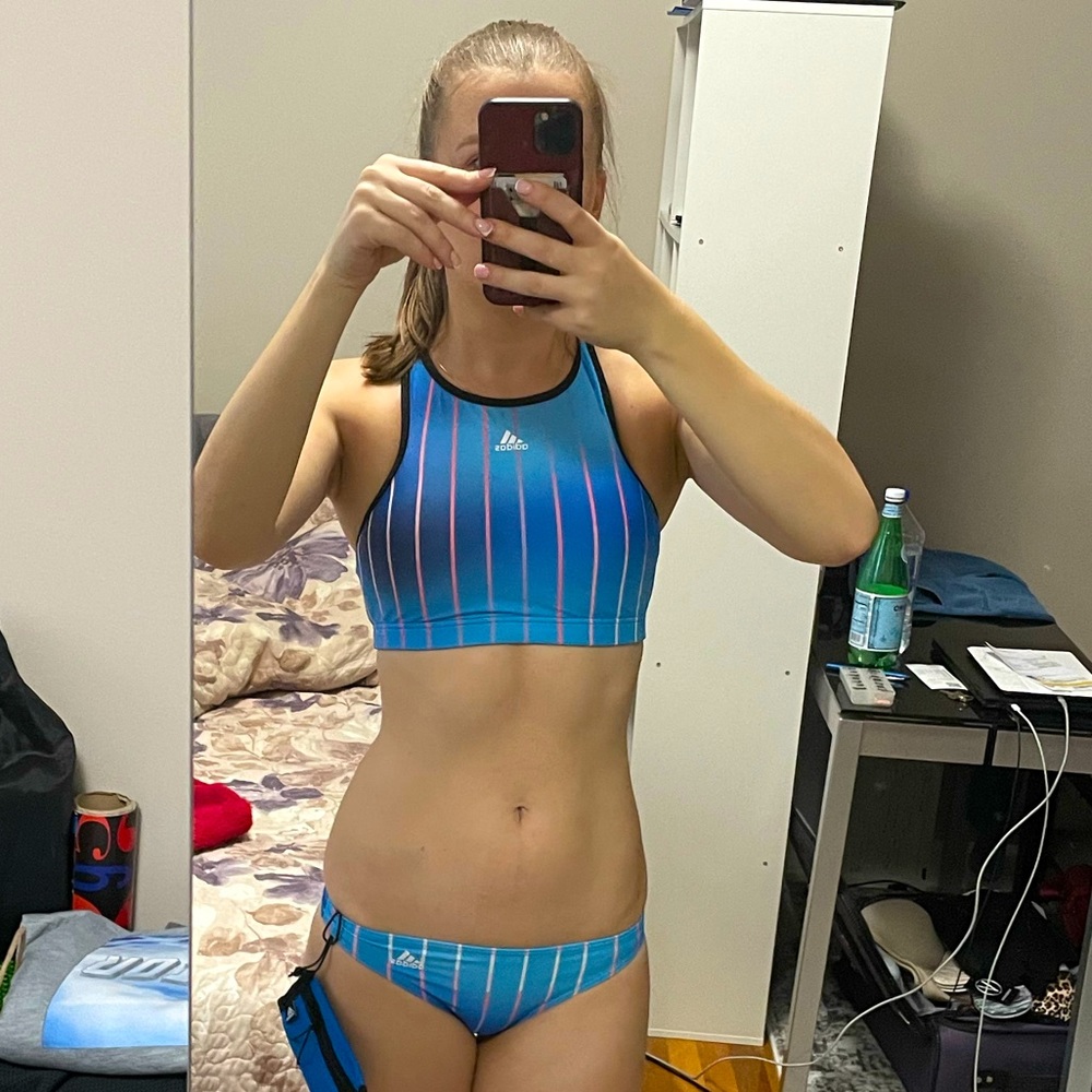 Adidas - Blue Rush Melbourne Swimsuit BIKINI Set / Size SX / NWT | Color: Blue